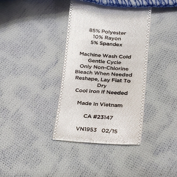 Talbots Sleeveless Blue Geometric Print Midi Dress Lg Fit N Flare Summer Career - Picture 12 of 12